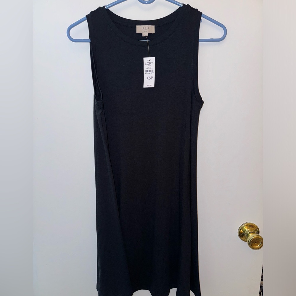 NWT black LOFT sleeveless dress, xs petite